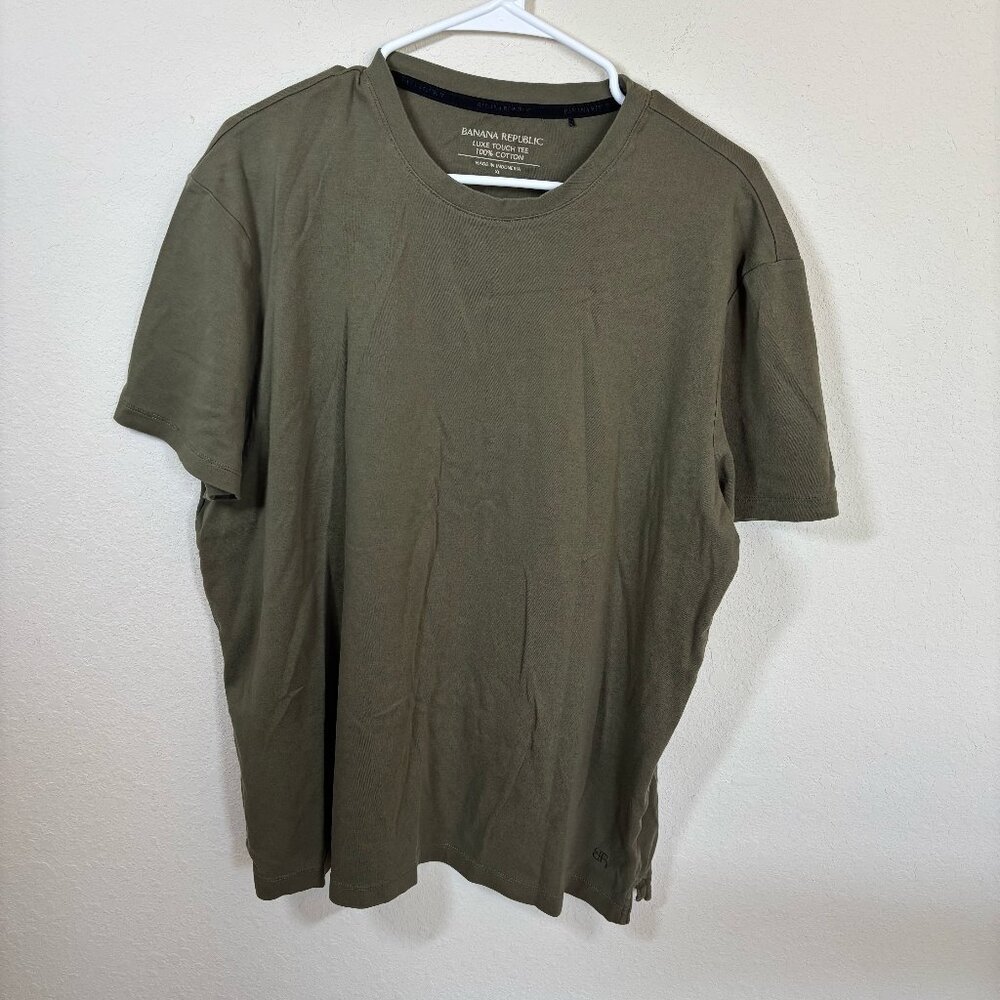 Banana Republic Luxe Touch 100% Cotton Tee Green Short Sleeve Shirt Mens Size XL